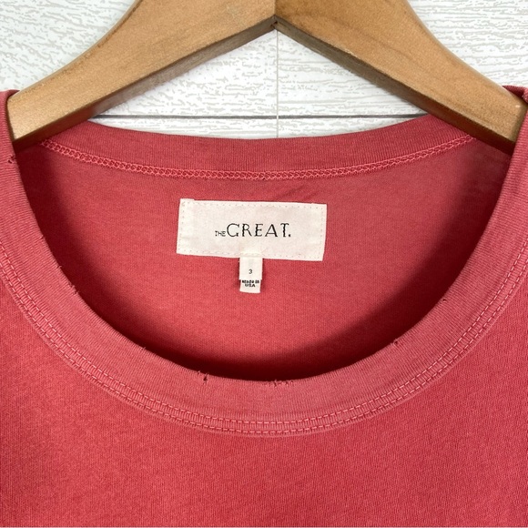 THE GREAT Coral Peplum Ruffle Tee Short Sleeve Casual Top 3 Large Cotton Casual - Picture 3 of 5